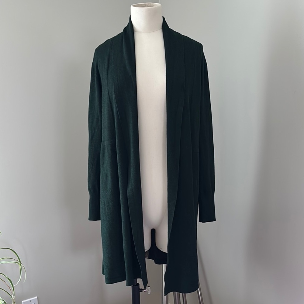 Melanie Lyne Green Open Front Knit Cardigan Size S